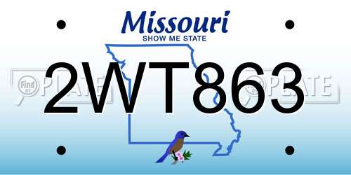 2WT863 Missouri License Plate