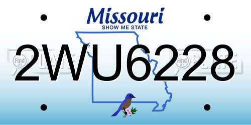 2WU6228 Missouri License Plate