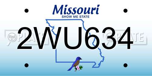 2WU634 Missouri License Plate