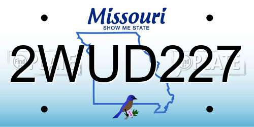 2WUD227 Missouri License Plate