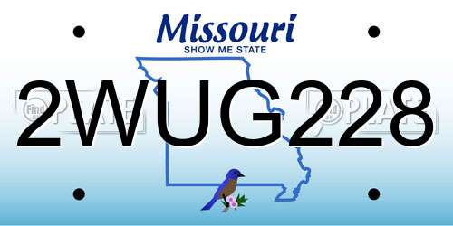 2WUG228 Missouri License Plate