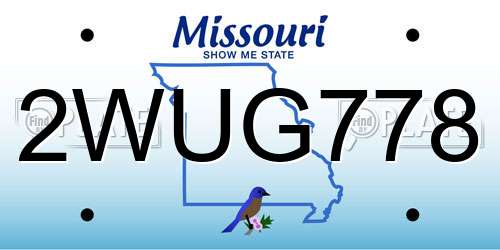 2WUG778 Missouri License Plate