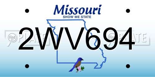 2WV694 Missouri License Plate