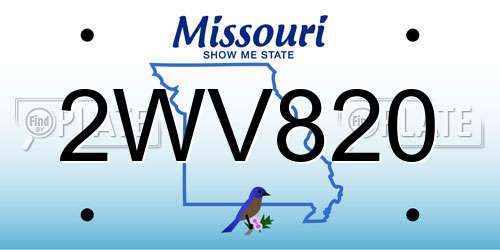 2WV820 Missouri License Plate