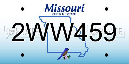 2WW459 Missouri License Plate