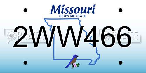 2WW466 Missouri License Plate