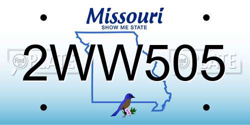 2WW505 Missouri License Plate