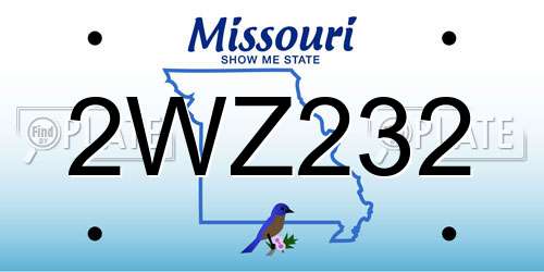 2WZ232 Missouri License Plate