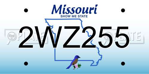 2WZ255 Missouri License Plate