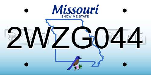 2WZG044 Missouri License Plate