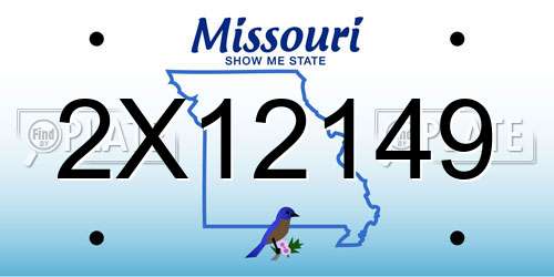 2X12149 Missouri License Plate