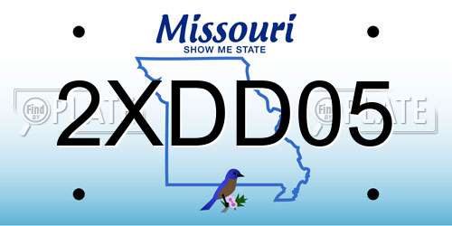 2XDD05 Missouri License Plate