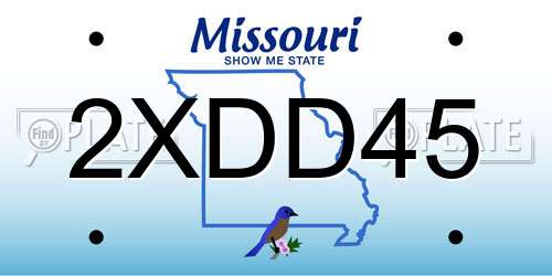 2XDD45 Missouri License Plate