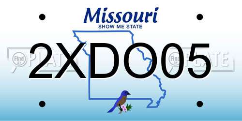 2XDO05 Missouri License Plate