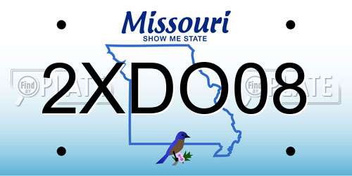 2XDO08 Missouri License Plate