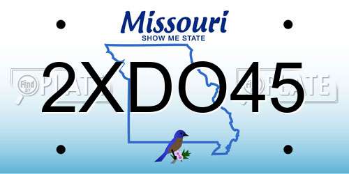 2XDO45 Missouri License Plate