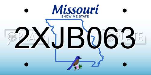 2XJB063 Missouri License Plate
