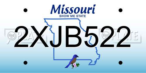 2XJB522 Missouri License Plate