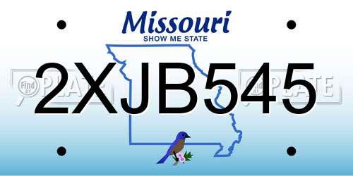 2XJB545 Missouri License Plate