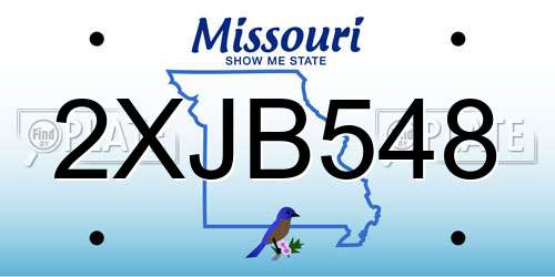 2XJB548 Missouri License Plate