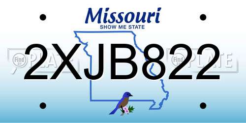 2XJB822 Missouri License Plate