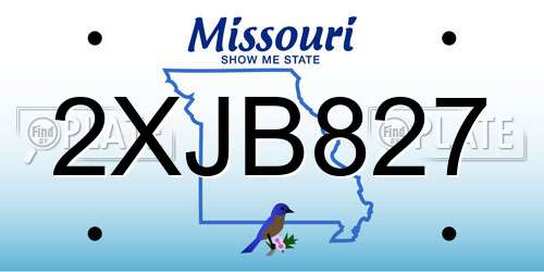 2XJB827 Missouri License Plate