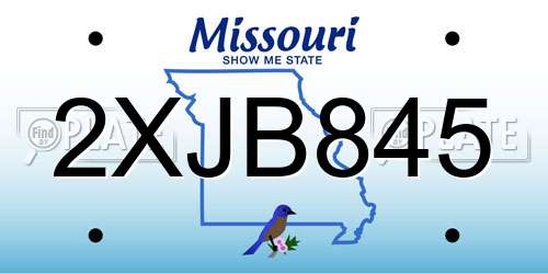 2XJB845 Missouri License Plate