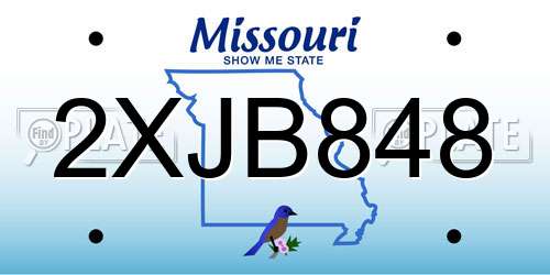 2XJB848 Missouri License Plate
