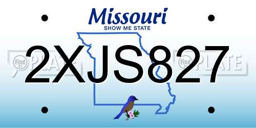 2XJS827 Missouri License Plate