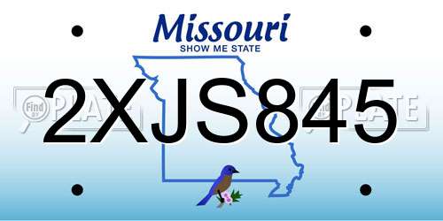 2XJS845 Missouri License Plate