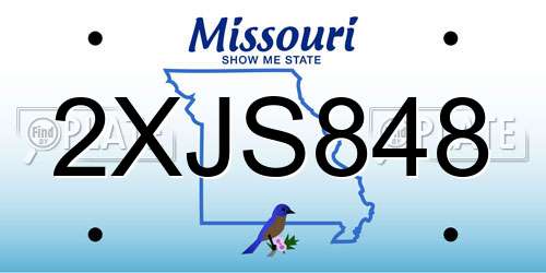 2XJS848 Missouri License Plate