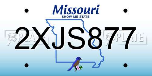 2XJS877 Missouri License Plate
