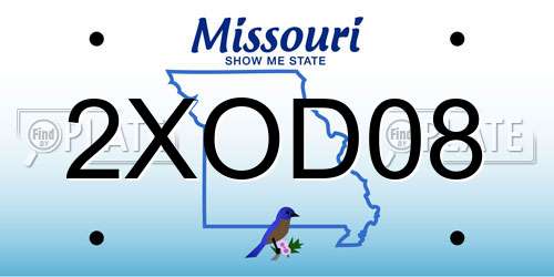 2XOD08 Missouri License Plate