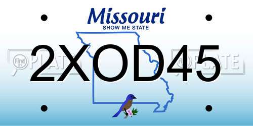 2XOD45 Missouri License Plate