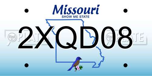 2XQD08 Missouri License Plate