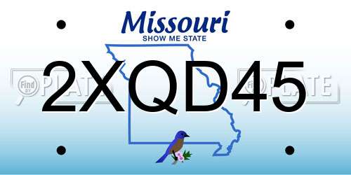 2XQD45 Missouri License Plate