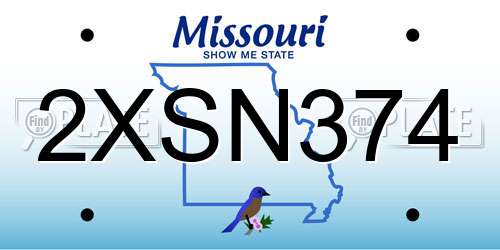 2XSN374 Missouri License Plate