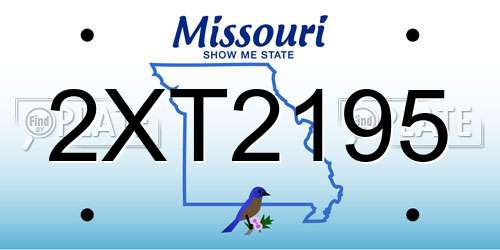 2XT2195 Missouri License Plate