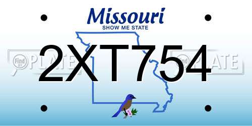 2XT754 Missouri License Plate