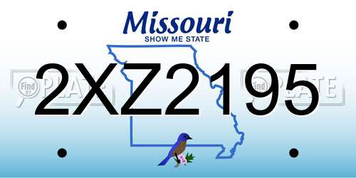 2XZ2195 Missouri License Plate