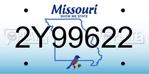 2Y99622 Missouri License Plate