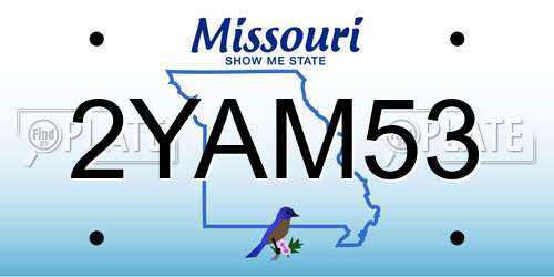 2YAM53 Missouri License Plate