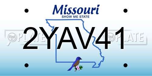 2YAV41 Missouri License Plate