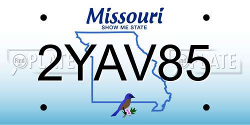 2YAV85 Missouri License Plate