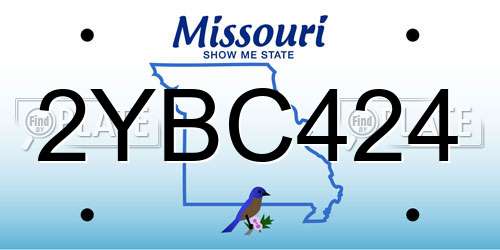 2YBC424 Missouri License Plate