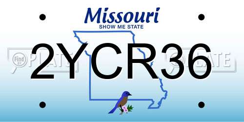 2YCR36 Missouri License Plate