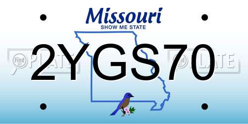 2YGS70 Missouri License Plate