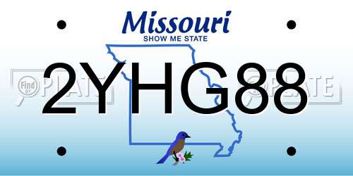2YHG88 Missouri License Plate