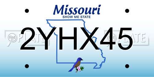 2YHX45 Missouri License Plate