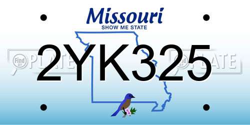2YK325 Missouri License Plate